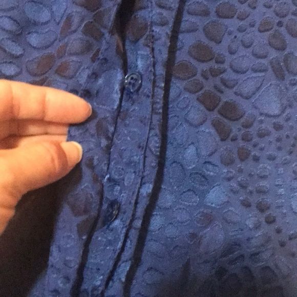 BCBGMAXAZRIA Royal Blue Burnout Blouse - Picture 6 of 9